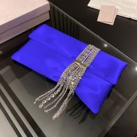 Jimmy Choo Zandra Clutch Bag in Vintage Satin Blue