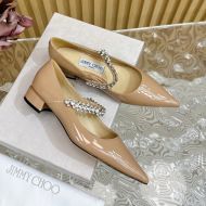 Jimmy Choo Bing Pumps Women Patent Leather With Crystal Strap Apricot