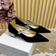 Jimmy Choo Bing Pumps Women Suede With Crystal Strap Black