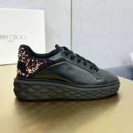 Jimmy Choo Diamond Maxi F II Sneakers Women Nappa Leather with Rhinestone Black/Multicolor