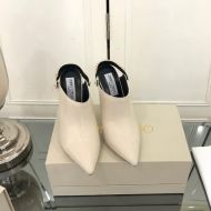 Jimmy Choo Lexx 100 Slingback Mules Women Leather With Chain Trim Beige
