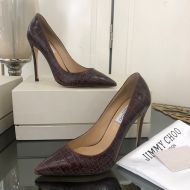 Jimmy Choo Love 100 Pumps Women Crocodile Embossed Leather Coffee