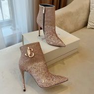 Jimmy Choo Minori 105 Ankle Booties Women Glitter Degrade With JC Emblem Rose Gold