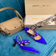 Jimmy Choo Ray 65 Slingback Pumps Women Suede With Pearls Blue