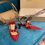 Jimmy Choo Ray 65 Slingback Pumps Women Suede With Pearls Red