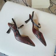 Jimmy Choo Ray 65 Slingback Pumps Women Python Leather With JC Monogram Burgundy