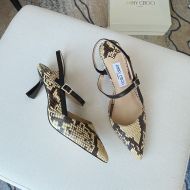 Jimmy Choo Ray 65 Slingback Pumps Women Python Leather With JC Monogram Yellow