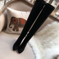 Jimmy Choo Maine 100 Knee Boots Women Suede With Crystal Embellished Heel Black